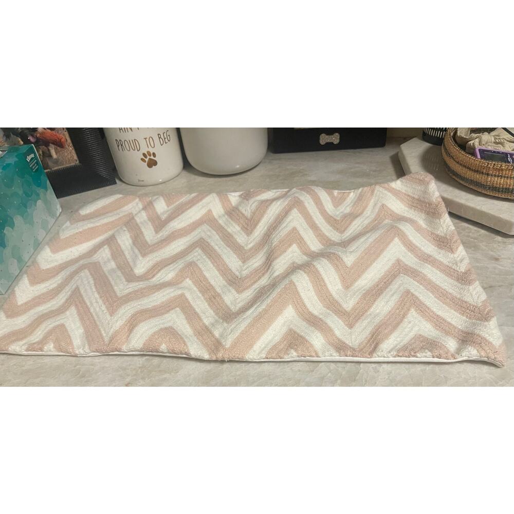 Pottery Barn Chevron pale blush pink and white pillow sham
